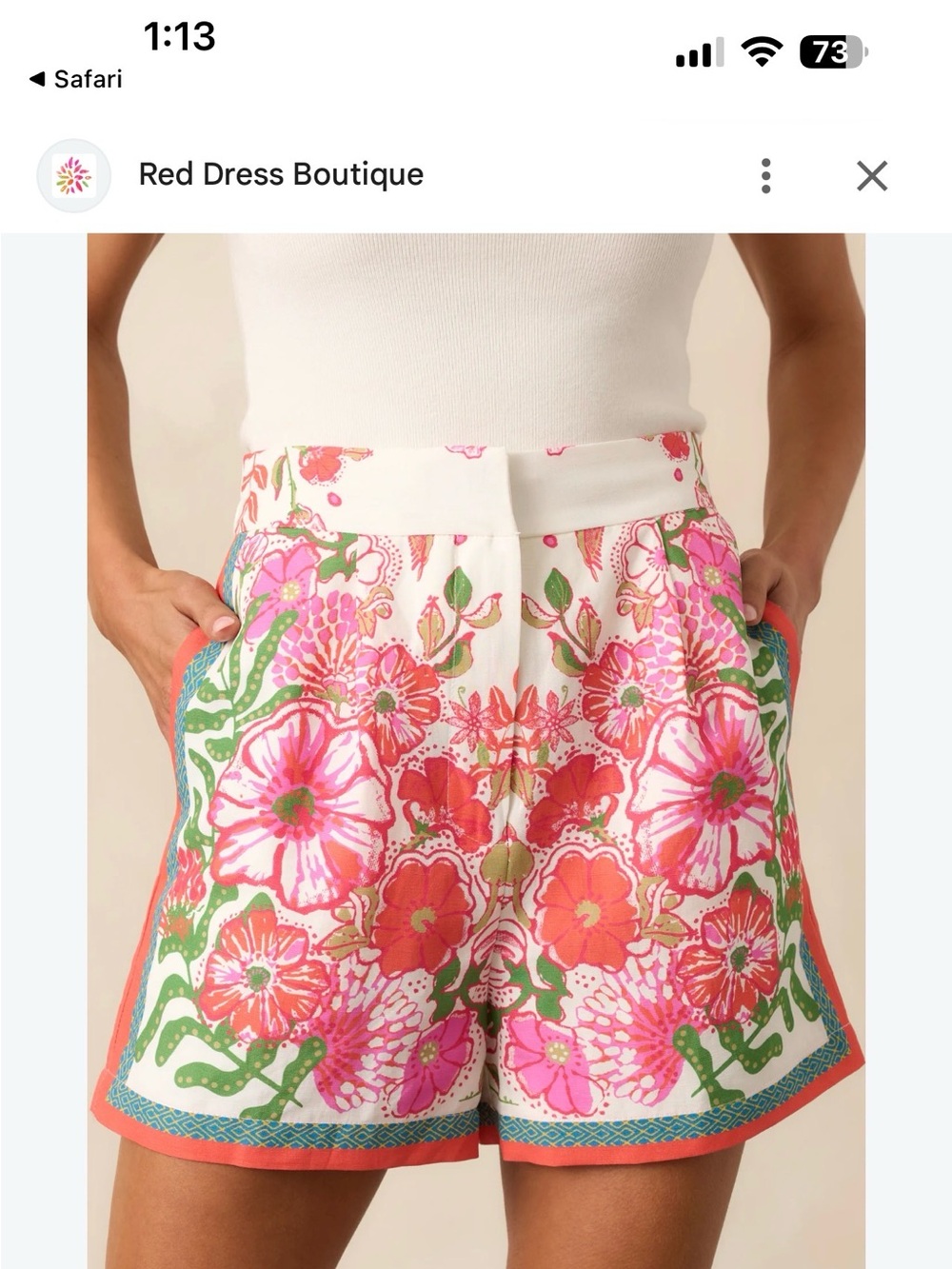Skies Are Blue Pink Floral High-Rise Bermuda Shorts